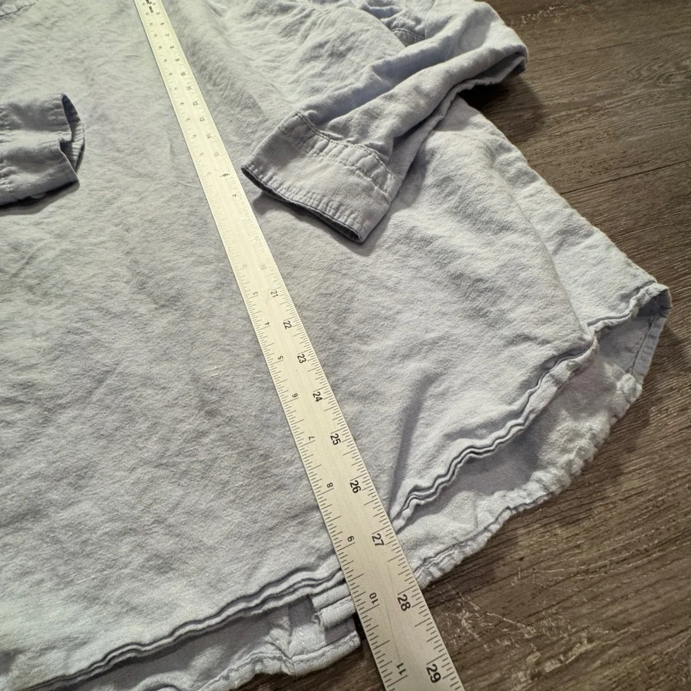 Banana Republic Shirt Men XL Blue Linen Blend Slim Costal Resort Summer Vacation